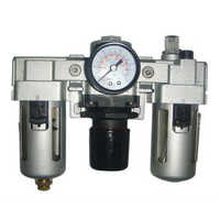 Legris Ms Pneumatic Frl Unit - Mild Steel, Standard Size, Silver Color | High Flow Rate, Water Media Compatibility, Pressure Gauge