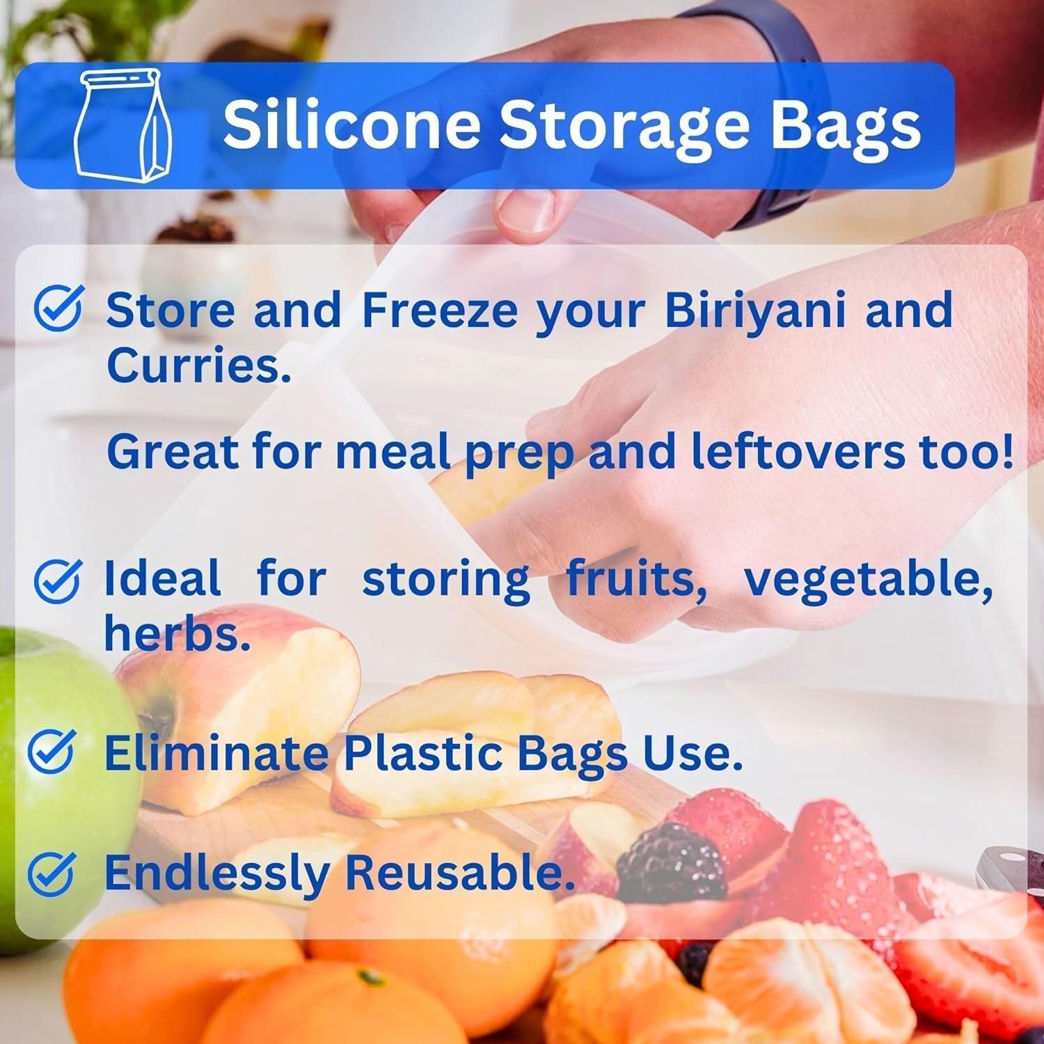 reusable silicone food storage bag(1pcs)