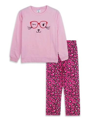 Girls Fuchsia Navy Aop Pyjama Set