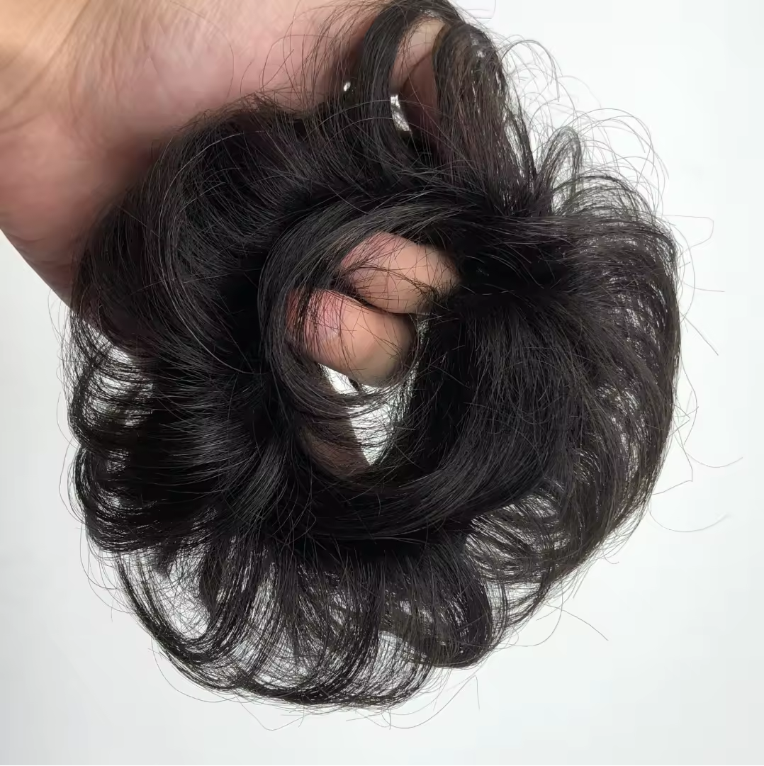 100% Original Human Hair Messy Bun Scrunchie Real hair bun Natural Color