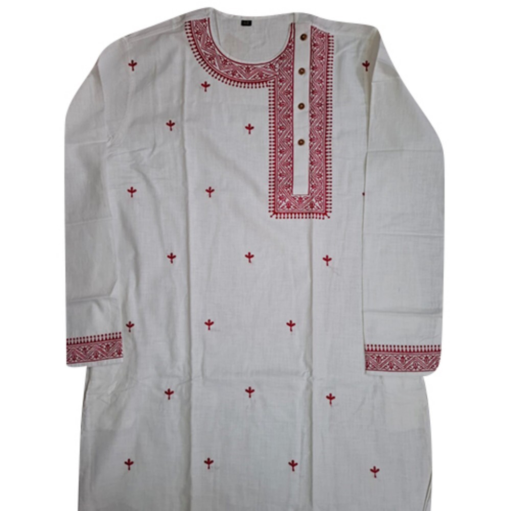 Mens Embroided Kurta - Cotton, Sizes 38-46, Multicolored, Long Sleeve, Embroidered Pattern, Customized Logo, Summer Wear, Easy Care