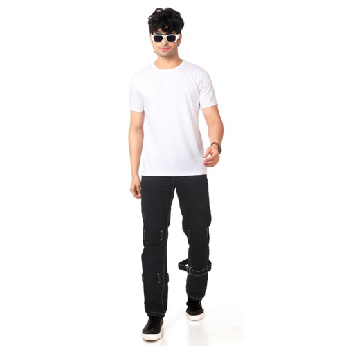 Mens White Round Neck T-Shirt