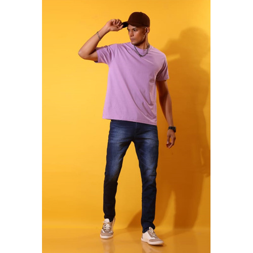 Mens Violet Round Neck T-Shirt