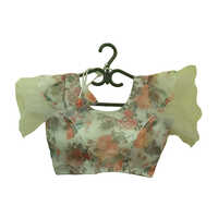 Ladies White Net Floral Printed Blouse