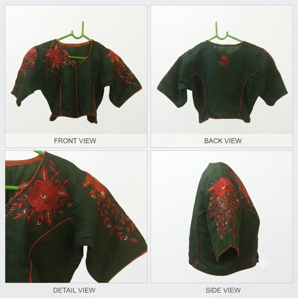 Ladies Black Cotton Blouse - Ethnic Region: Indian