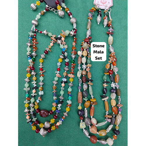 Stone Mala Necklace Set - Color: Multicolor