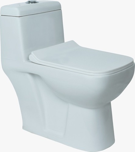 One Piece Water Closet - Ceramic Construction, Floor Mounted Design, Elegant White Color, Lightweight 45 Kilograms