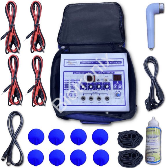 Combination Therapy Unit TENS 4 channel with Ultrasound Therapy 1 Mhz Digital Physiotherapy