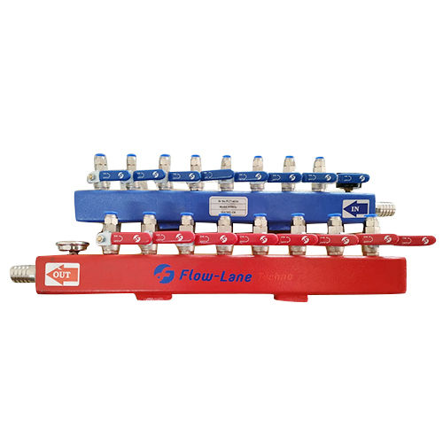 50X50X5Mm Ms Water Manifold - Color: Blue & Red