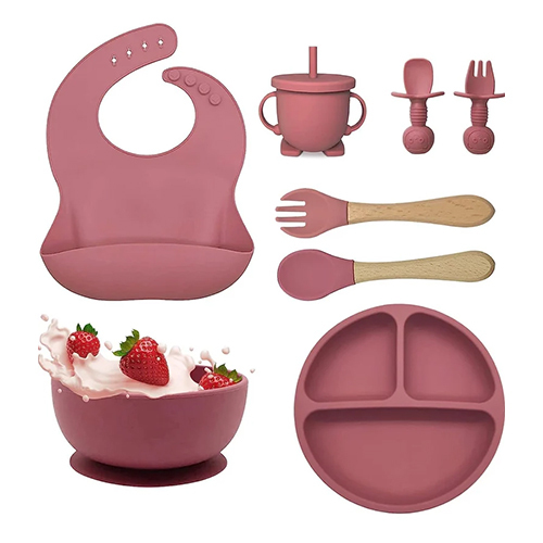 Silicone Baby Feeding Set Of 8 Pcs
