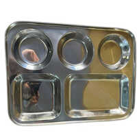 Stainless Steel Compartment Plate - Polished Finish, Rectangular Shape In Silver Color, Custom Sizes Available, Ideal For Food Service