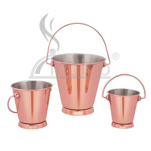 SERVING BUCKET W BASE COPPER SS