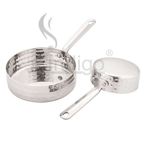 SS MINI SERVING PAN SHALLOW HAMMERED FINISH