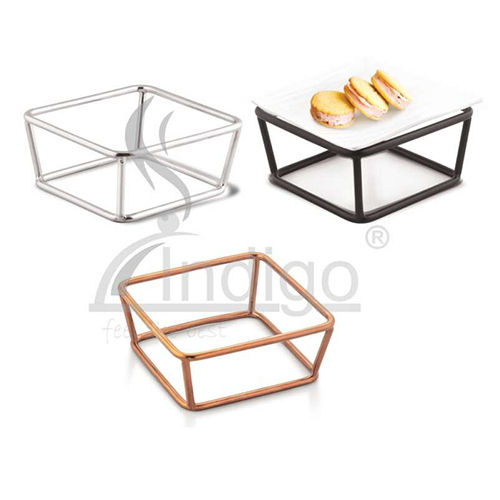 BUFFET STAND SQR SS BLACK ROSE GOLD