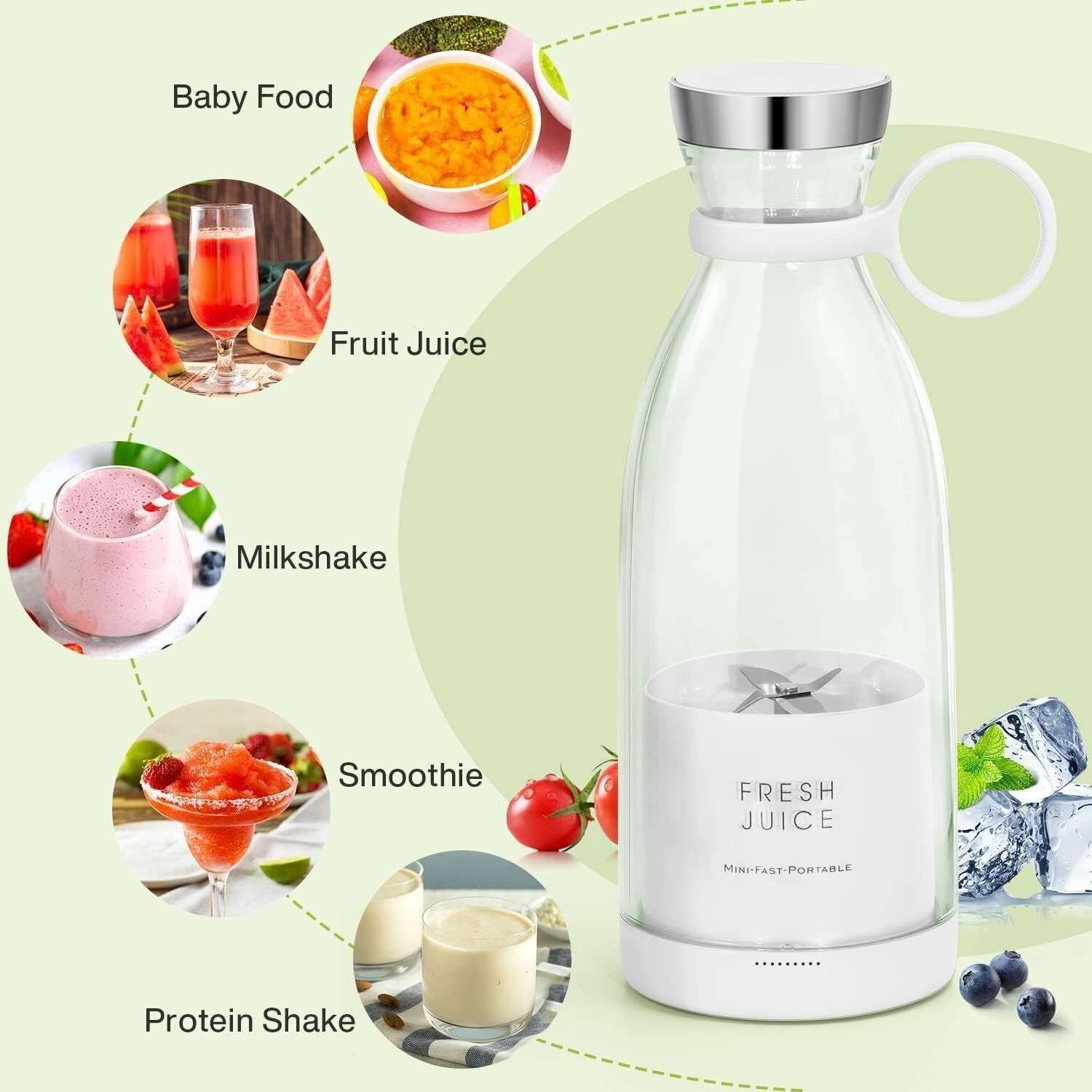 PORTABLE USB ELECTRIC BOTTLE SHAPE JUICER MIXER BOTTLE (420ML)