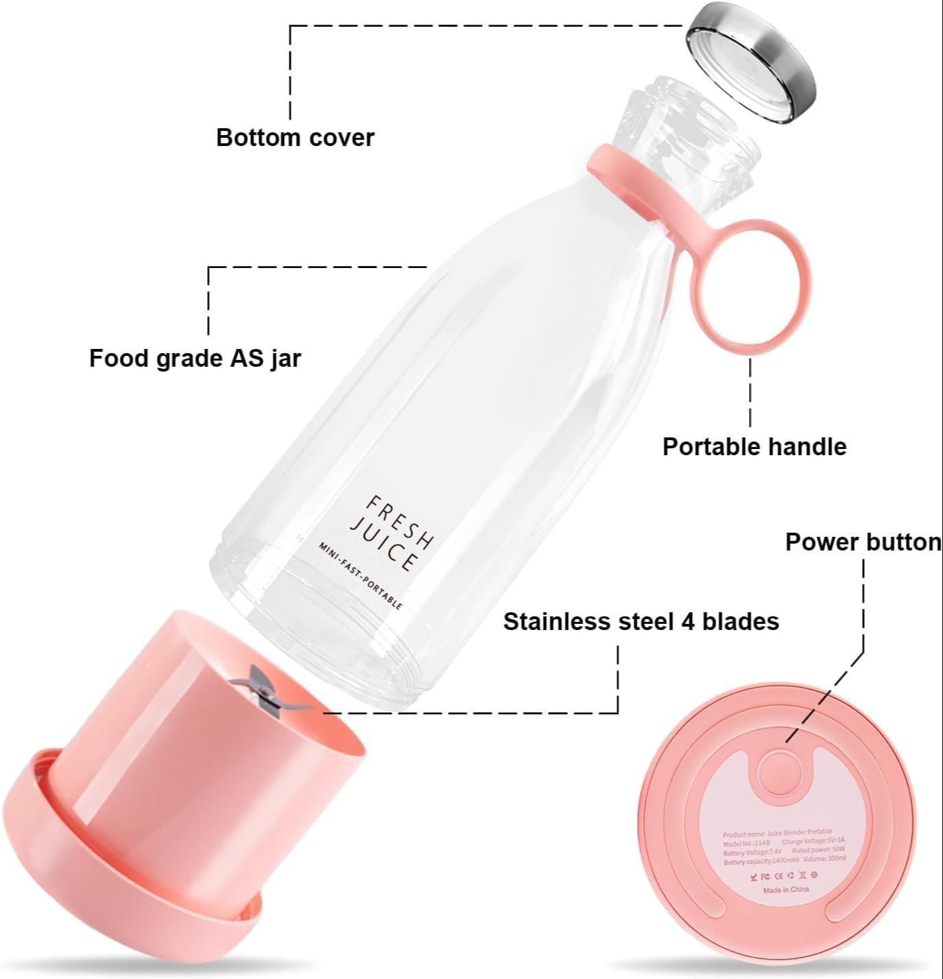 PORTABLE USB ELECTRIC BOTTLE SHAPE JUICER MIXER BOTTLE (420ML)