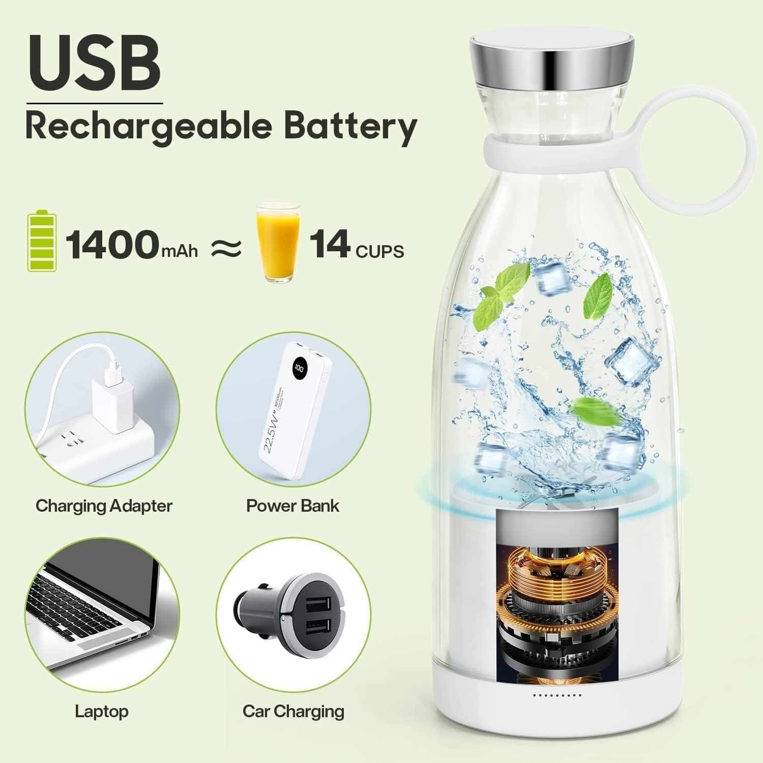 PORTABLE USB ELECTRIC BOTTLE SHAPE JUICER MIXER BOTTLE (420ML)