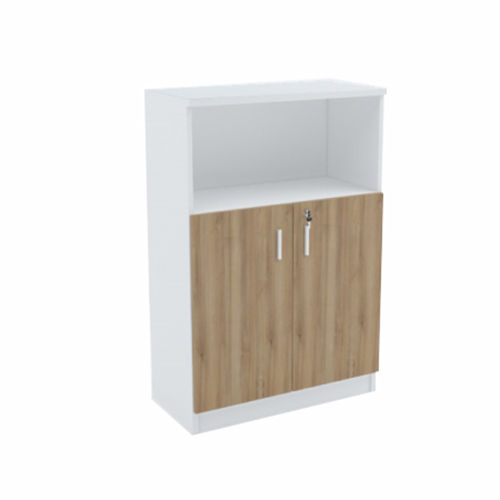 Swing Door With Top Open Shelf Mid Height Cabinet