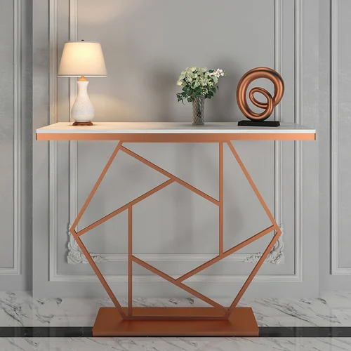 Geometric Criss Cross Pattern Contemporary Console Table