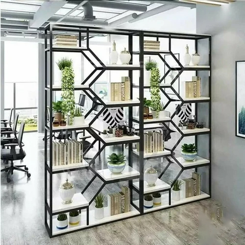 8 Shelves Golden Metal Display Unique Partition With Storage