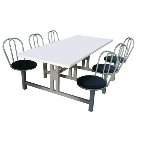 Silver Stainless Steel Dining Table Set 6 Seater