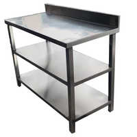 Stainless Steel Kitchen Table - Polished Finish, Durable Non-foldable Design, Perfect For Home And Commercial Use