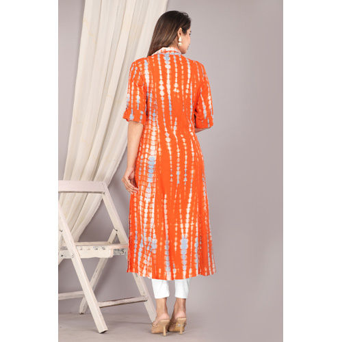 Orange Rayon Kurti - Feature: Washable