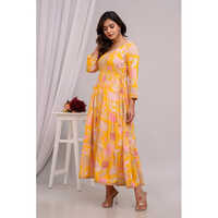 Yellow Rayon Anarkali Kurti