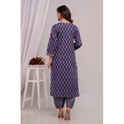 Blue Rayon Kurti With Plazo