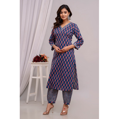 Blue Rayon Kurti With Plazo