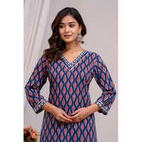 Blue Rayon Kurti With Plazo