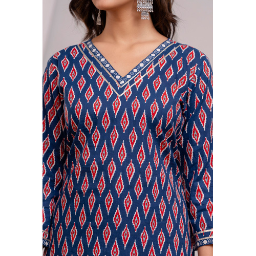 Blue Rayon Kurti With Plazo