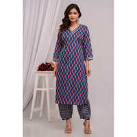 Blue Rayon Kurti With Plazo