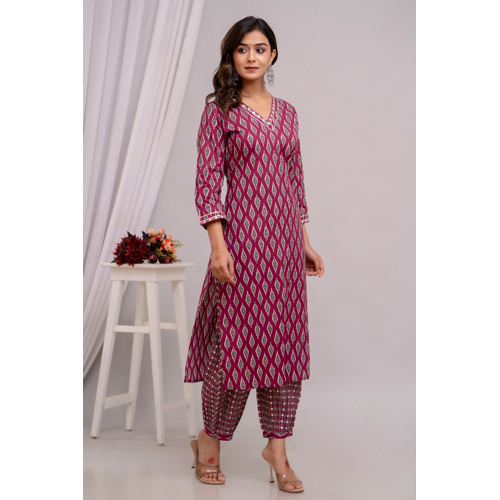 Pink Rayon Kurti With Plazo