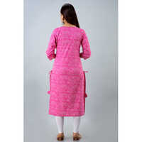 Pink Lehriya Cotton Kurti