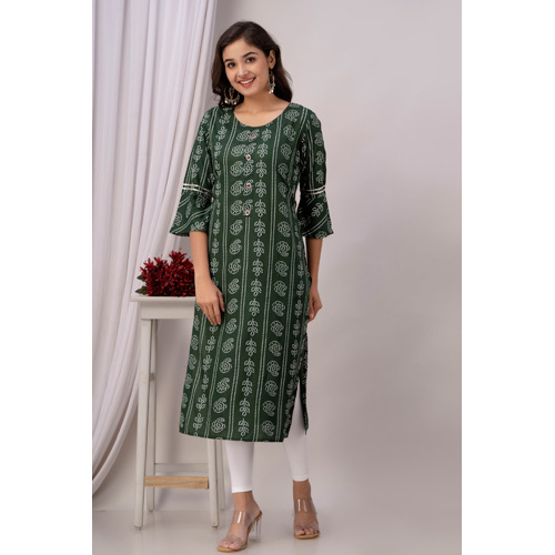 Straight Green Rayon Kurti