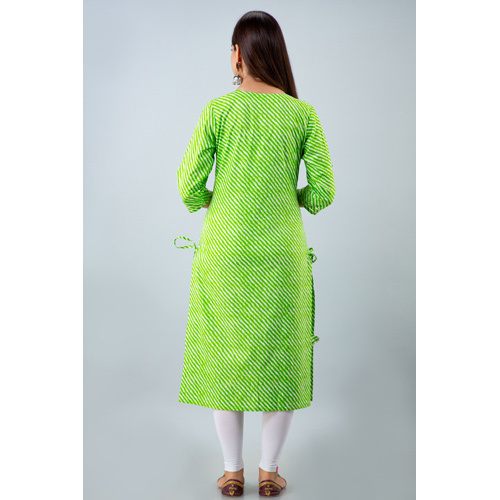 Green Lehriya Cotton Kurti