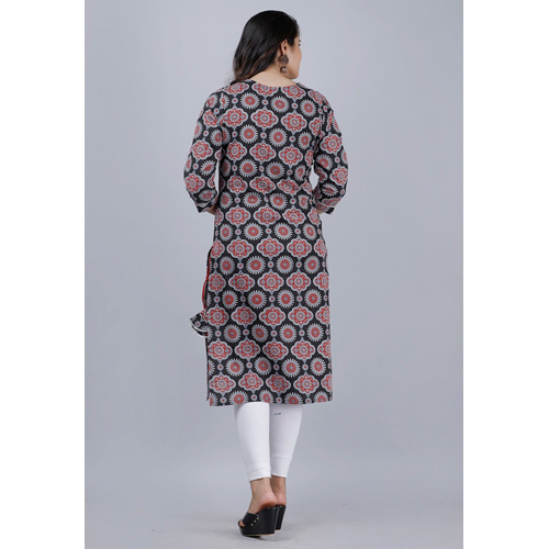 Black Printed  Cotton Kurti