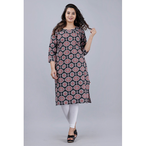 Black Printed  Cotton Kurti