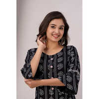 Straight Black Rayon Kurti