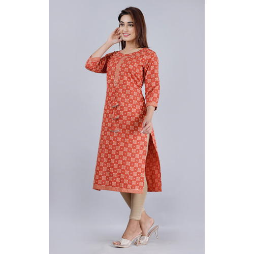 Orange Cotton Kurti