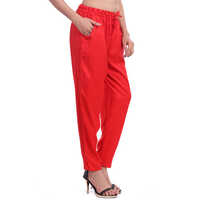 Red Rayon Trouser - Slim Fit, Vibrant Red Color | Double Pockets, Quick-drying And Washable, Ideal For Summer Wear