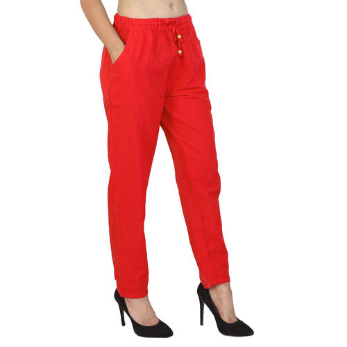 Red Cotton Trouser - Feature: Dry Cleaning