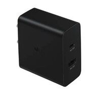 Dual Port, Type-C & USB-A, Fast Charger (Cable not Included) (Black)