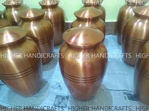 Copper Plating Brass Cremation Urn for Human Ashes - Classic Threaded Funeral Urns