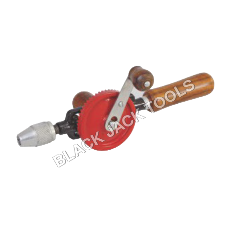 Hand Drill Double Pinion With Wooden Handle