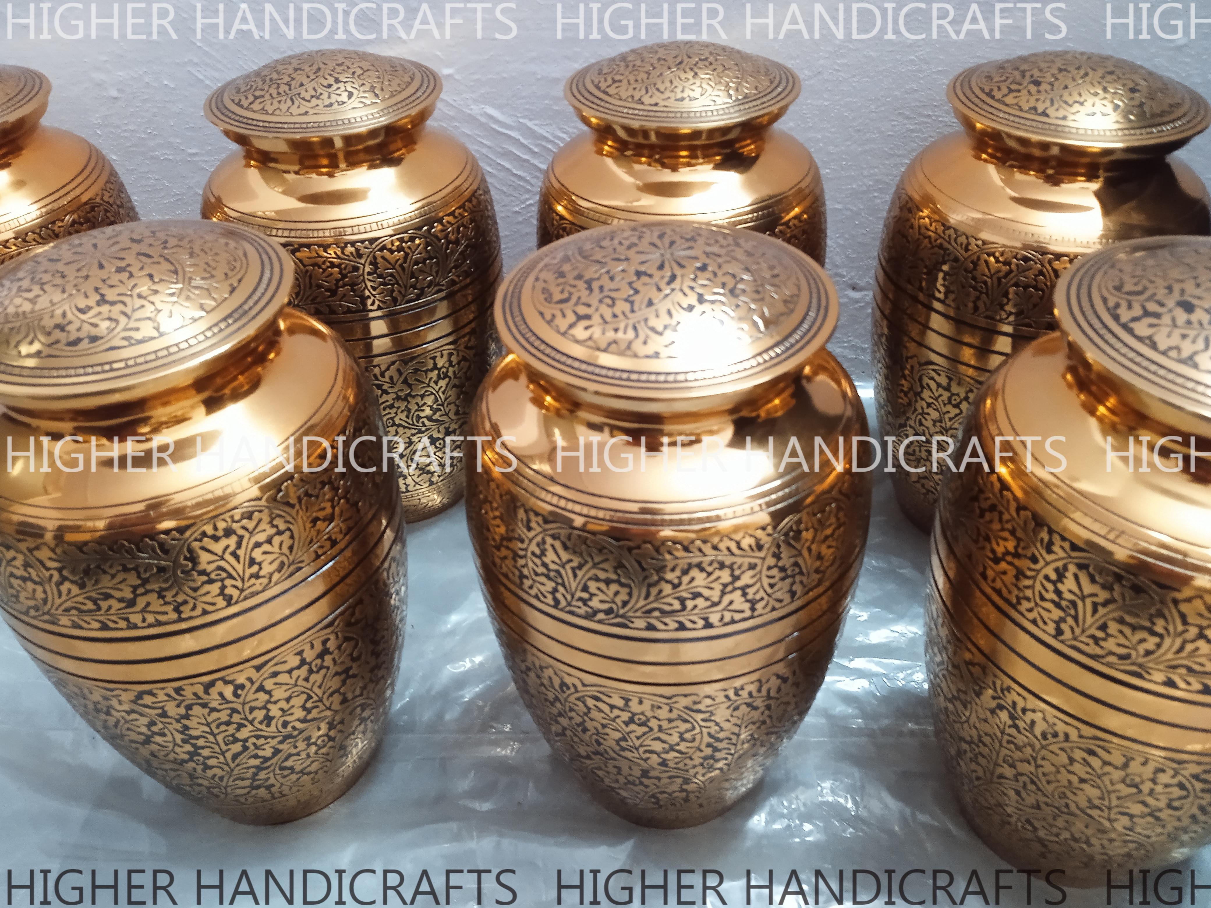 Brass Religious Cremation Urn for Ashes - Cross Engraved Urn for Adult Men & Women Ashes
