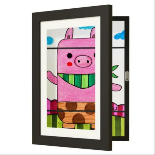 Kids Artwork Picture Frame Changeable In Black Wood With Shatter Resistant Glass Kid Art Frame Changeable A4 Photo Frames Certificate Frames - Cover Material: Pvc