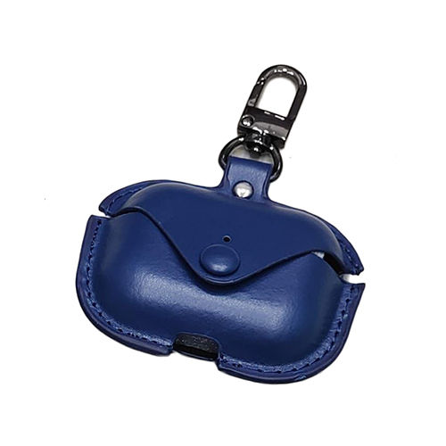 Blue Earbuds Keychain - Material: Leather