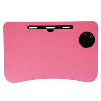 Laptop Desk For Study And Reading 4494 - Mdf Solid Board 60x40x6 Cm, Pink | Foldable Design, Ergonomic Edges, Cup Holder, Multi-purpose Use